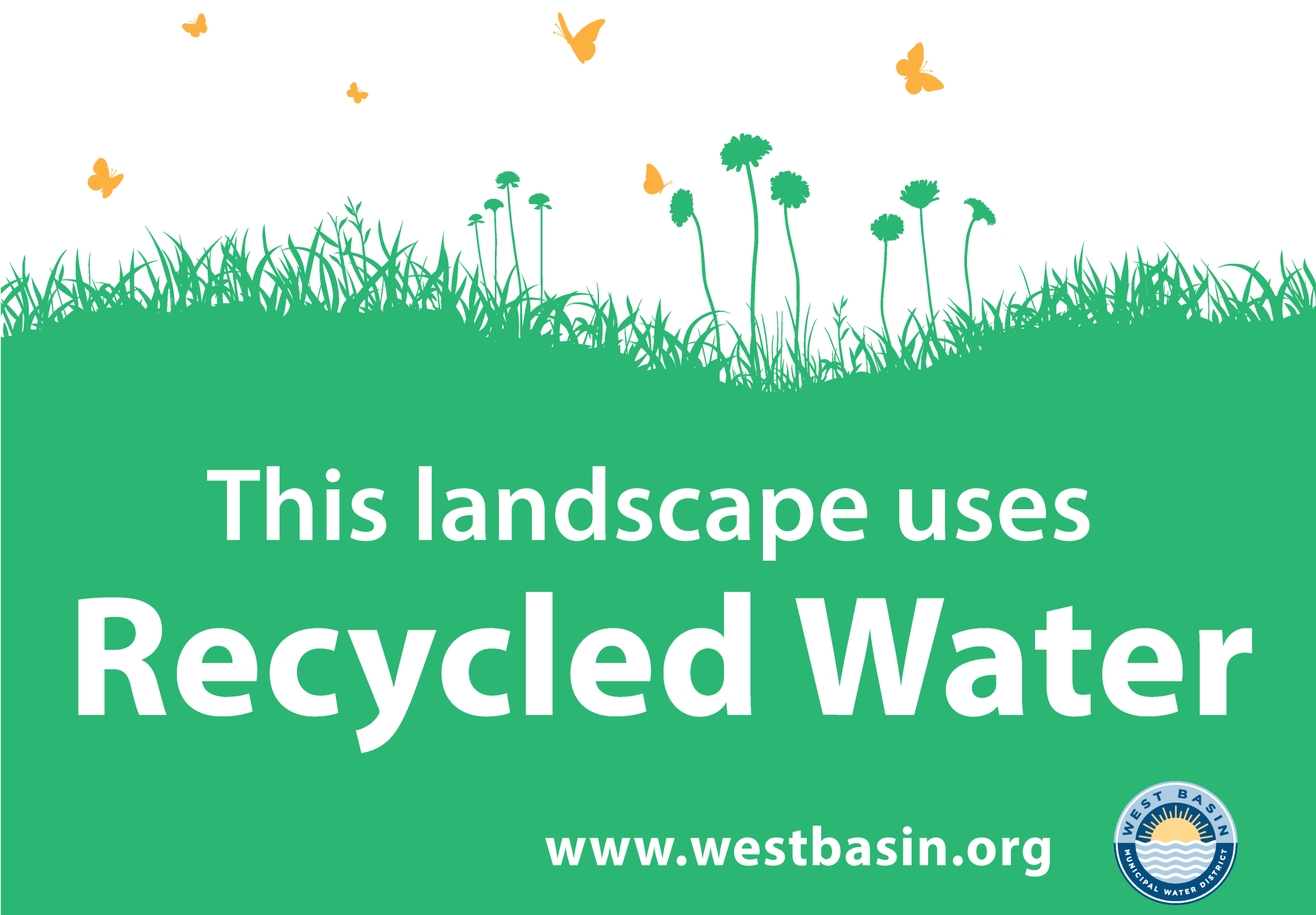 This landscape uses recycled water signage