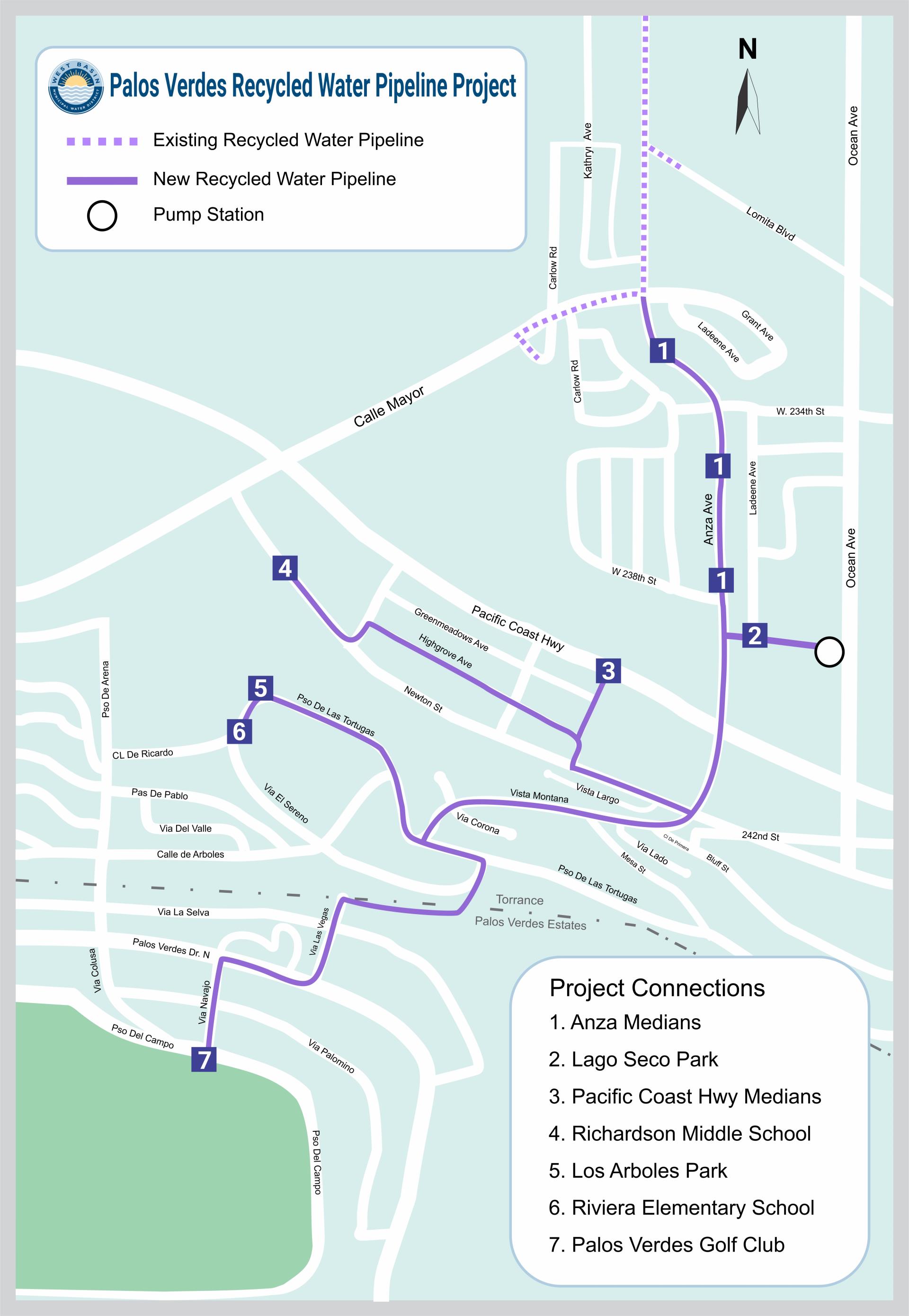 Palos Verdes Recycled Water Pipeline map