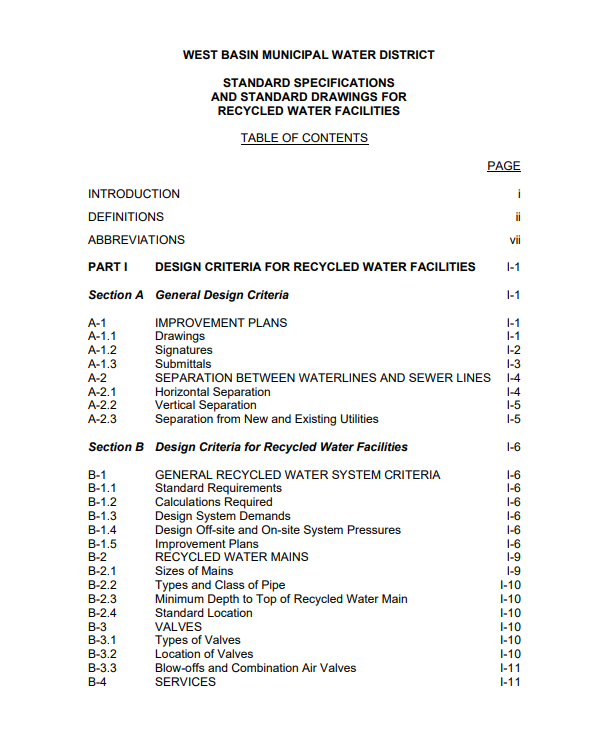 design criteria recycled water