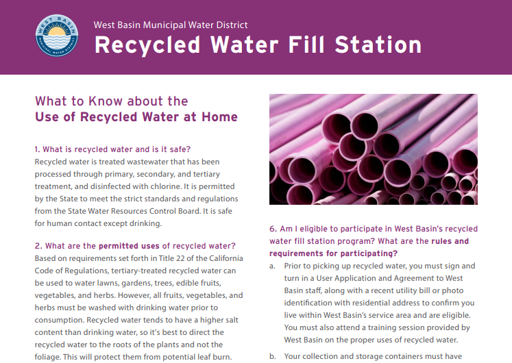 recycled water fact sheet